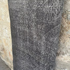 1970s gray vintage Turkish overdyed runner rug with overdyed design, hand-knotted weave and low pile.