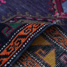 Additional view of the purple vintage Turkish persian rug, hand-knotted in wool and cotton.