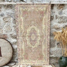 Pink 4' x 6' vintage persian rug with medallion design, handmade in Persian – Agatha.