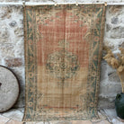 Red 5' x 7' vintage persian rug with medallion design, handmade in Turkey – Aldrich.
