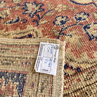 1970s blue vintage Turkish persian rug with medallion design, hand-knotted weave and low pile.