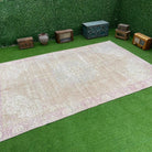 Beige 7' x 11' vintage persian rug with medallion design, handmade in Turkey – Arthur.