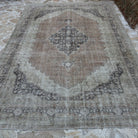 Pale Red 8' x 11' vintage persian rug in wool, shown on the floor.