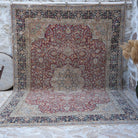Red 9' x 12' vintage persian rug with floral design, handmade in Persian – Alix.