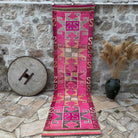 Pink 3' x 11' vintage persian runner rug with traditional design, handmade in Persian – Pitney.