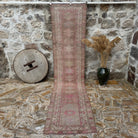 Pink 3' x 12' vintage persian runner rug with traditional design, handmade in Persian – Nollie.