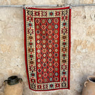 Red 3' x 6' vintage persian runner rug with traditional design, handmade in Turkey – Avery.