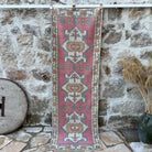 Pink 3' x 8' vintage runner rug with traditional design, handmade in Turkey – Laurie.