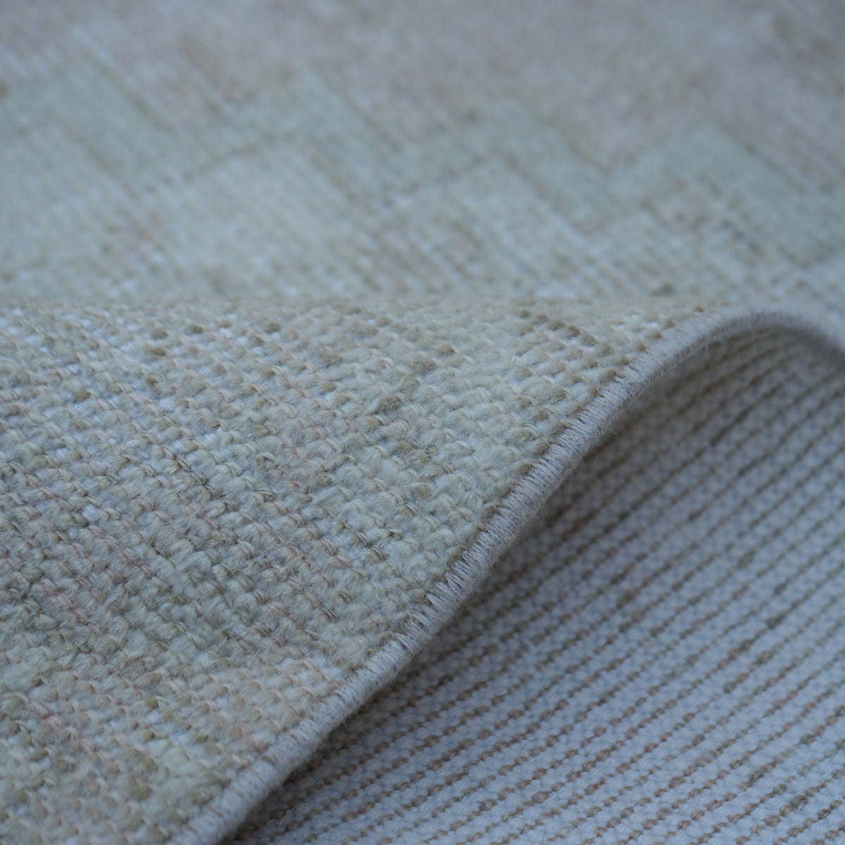Additional view of the pink vintage Turkish runner rug, hand-knotted in wool and cotton.