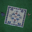 Blue 2' x 2' vintage square rug with traditional design, handmade in Turkey – Kaelan.