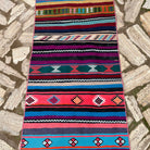 1970s pink vintage Turkish striped runner rug with striped design, flatweave construction and low pile.