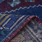 Additional view of the blue vintage Turkish tradiitonal rug, hand-knotted in wool and cotton.