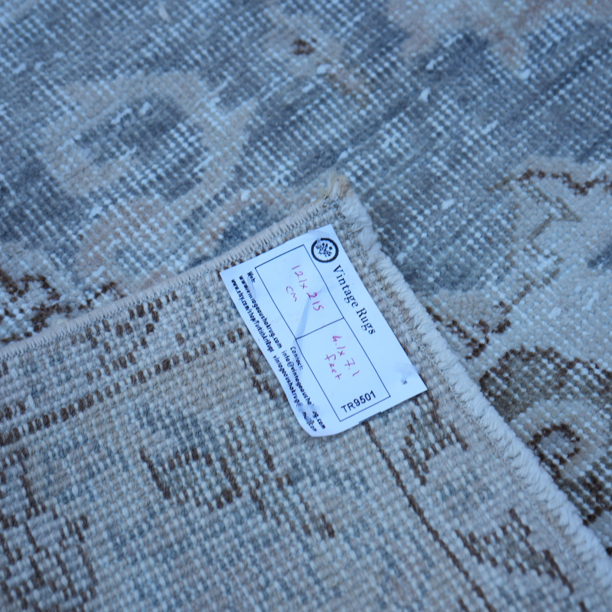 Blue 4' x 7' vintage Turkish traditional rug from the 1970s with traditional design.