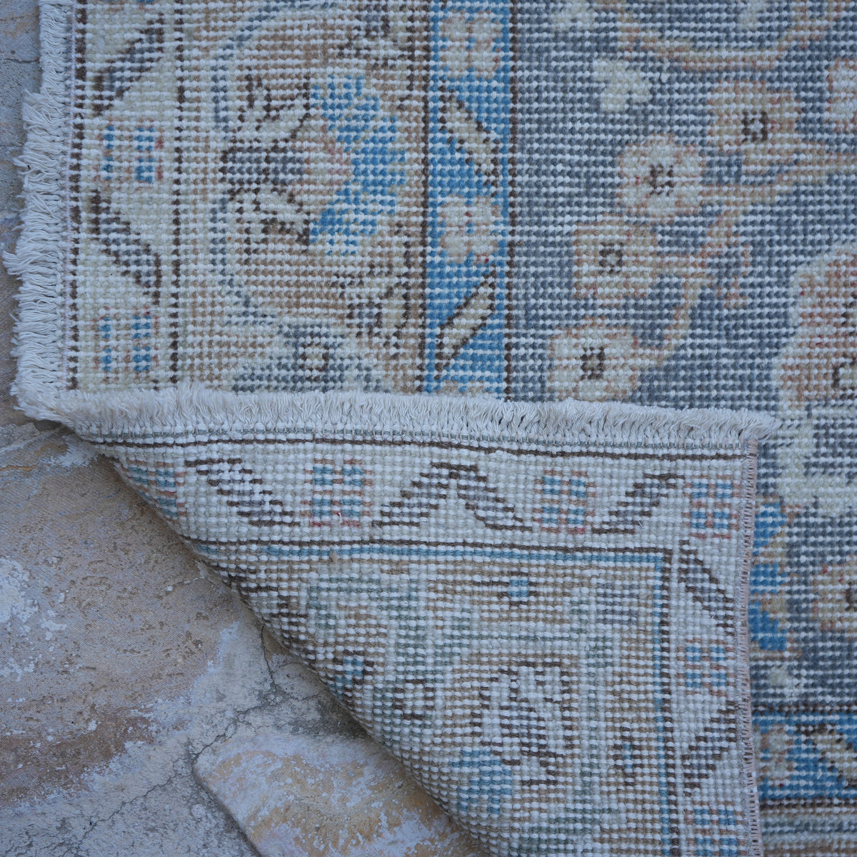1970s purple vintage Turkish traditional rug with traditional design, hand-knotted weave and low pile.