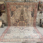 Pale Red 8' x 12' vintage traditional rug with medallion design, handmade in Turkey – Liam.