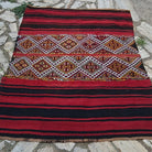 Red 4' x 5' vintage tribal kilim rug with striped design, handmade in Turkey – Jeremy.