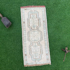 Brown 1' x 3' vintage turkish rug with neutral design, handmade in Turkey – Darcey.