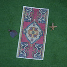 Red 1' x 3' vintage turkish rug with traditional design, handmade in Turkey – Otis.
