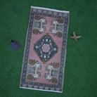 Pink 2' x 3' vintage turkish rug with traditional design, handmade in Turkey – Mario.