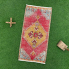 Red 2' x 3' vintage turkish rug with traditional design, handmade in Turkey – Orlando.