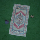 Red 2' x 3' vintage turkish rug with traditional design, handmade in Turkey – Soren.