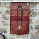 Red 2' x 4' vintage turkish rug with traditional design, handmade in Turkey – Pedro.