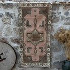 Pink 3' x 6' vintage turkish rug with traditional design, handmade in Turkey – Joly.