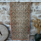 Pale Orange 3' x 7' vintage turkish rug with geometric design, handmade in Turkey – Bethany.