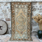 Brown 4' x 8' vintage turkish rug with traditional design, handmade in Turkey – Essa.