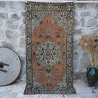 Orange 4' x 8' vintage turkish rug with traditional design, handmade in Turkey – Ulla.