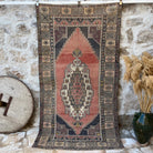 Pale Red 4' x 8' vintage turkish rug with traditional design, handmade in Turkey – Franco.