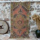 Pink 4' x 8' vintage turkish rug with traditional design, handmade in Turkey – Spring.