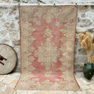 Red 5' x 10' vintage turkish rug with traditional design, handmade in Turkey – Leonard.