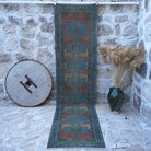 Blue 3' x 11' vintage turkish runner rug with traditional design, handmade in Turkey – Gusty.