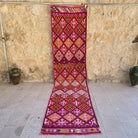 Pink 3' x 12' vintage turkish runner rug with traditional design, handmade in Persian – Zac.