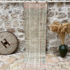 Green 3' x 9' vintage turkish runner rug with floral design, handmade in Turkey – Rivera.