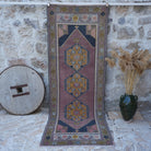 Pale Purple 4' x 10' vintage turkish runner rug with traditional design, handmade in Turkey – Wylma.