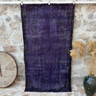 Purple 4' x 7' vintage wool overdyed rug with overdyed design, handmade in Turkey – Yalonda.