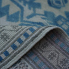 Additional view of the blue vintage Turkish wool rug, hand-knotted in wool.