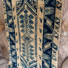 1970s blue vintage Turkish wool rug with neutral design, hand-knotted weave and low pile.