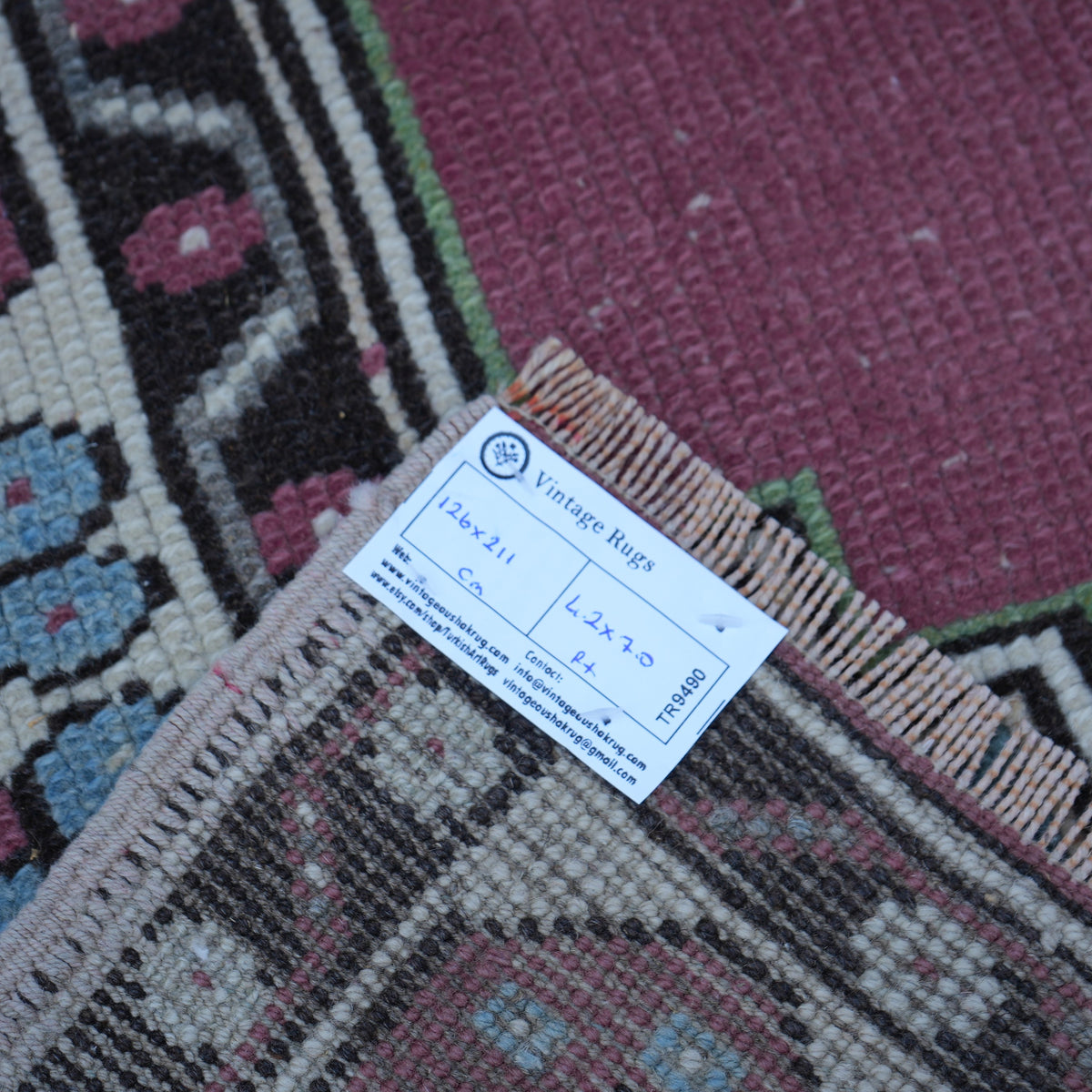 Pale Purple 4' x 7' vintage Turkish wool rug from the 1970s with traditional design.