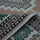 Additional view of the beige vintage Turkish wool rug, hand-knotted in wool.