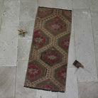 Brown 2' x 4' wool kilim rug with traditional design, handmade in Turkey – Mada.