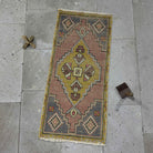 Yellow 2' x 3' wool traditonal rug with traditional design, handmade in Turkey – Kandy.