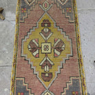 1970s yellow Turkish wool traditonal rug with traditional design, hand-knotted weave and low pile.