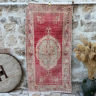 Red 3' x 7' wool vintage rug with traditional design, handmade in Turkey – Gustavo.