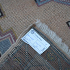 Blue 4' x 7' Turkish wool vintage rug from the 1970s with geometric design.