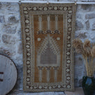 Warm Brown 4' x 7' wool vintage rug with neutral design, handmade in Turkey – Micki.